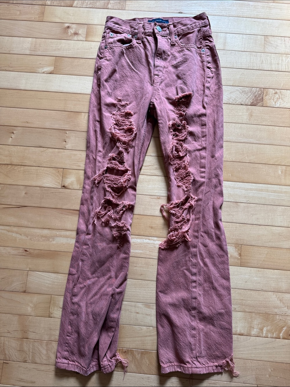 Aeropostale 90s Baggy Distressed Dusty Brick Rose  Jeans